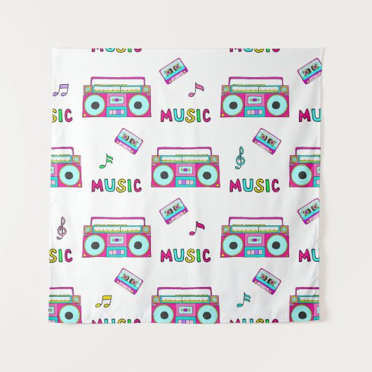 レトロレコーダテープシームレス タペストリー (正面)