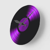 レトロレコードのアルバム（紫） ラウンド壁時計 (傾斜)