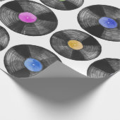 レトロレコードのイラストレーション(ビニール製)の水色 ラッピングペーパー (角)