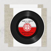 レトロレコードのダブル・ハピネス結婚ズ 招待状 (正面/裏面)