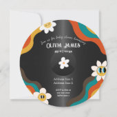 レトロレコードのベビーシャワー 招待状 (裏面)