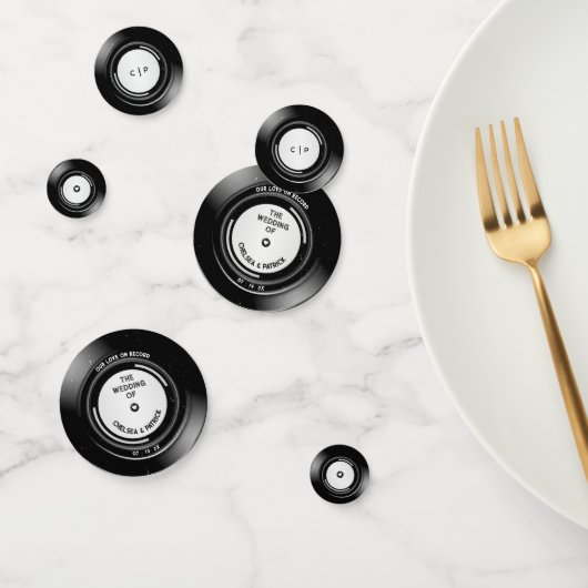 レトロレコードのミニマリストテーブルデコ結婚ール コンフェッティ (グループ)