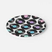 レトロレコードカラフルパターンデザイン ペーパープレート (アングル)