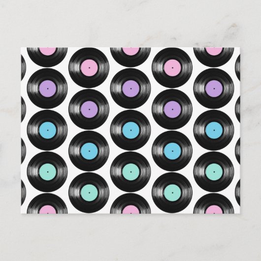 レトロレコードカラフルパターンデザイン ポストカード (正面)