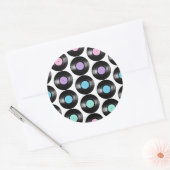 レトロレコードカラフルパターンデザイン ラウンドシール (封筒)