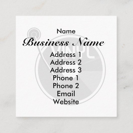 レトロレコードターンテーブル スクエア名刺 (裏面)