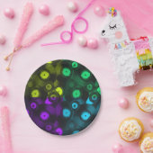 レトロレコードネオンカラフルコラージュ ペーパープレート (パーティー)