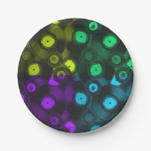 レトロレコードネオンカラフルコラージュ ペーパープレート (正面)