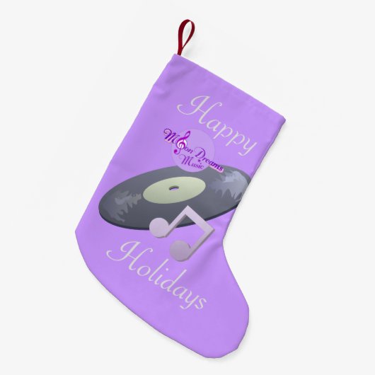 レトロレコードパープルクリスマスストッキング スモールクリスマスストッキング (正面 (吊り時))