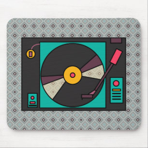 レトロレコードプレーヤーアイコン マウスパッド