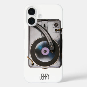 レトロレコードプレーヤーヴィンテージビニールオーバー iPhone 16ケース
