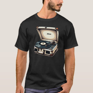 レトロレコードプレーヤーヴィンテージミュージックT型 Tシャツ