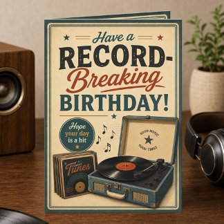 レトロレコードプレーヤー 誕生日カード カード