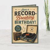 レトロレコードプレーヤー 誕生日カード カード (正面)