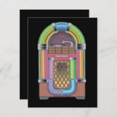 レトロレコードホップジュークボックスミュージック懇親会招待状 招待状 (正面/裏面)