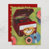 レトロレコードホップソックホップ旋回時間招待状 招待状 (正面/裏面)