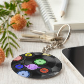 レトロレコードボタンのキーチェーン キーホルダー (側面)