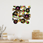 レトロレコードポップ・アートのテーマ ポスター (キッチン)