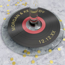 レトロレコードロック&ロール結婚ズワイングラスラベル