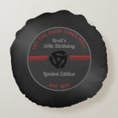 レトロレコード円枕 – ヴィンテージ音楽Bi ラウンドクッション (裏面)