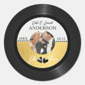 レトロレコード写真結婚式の引き出物ありがとう ラウンドシール (正面)