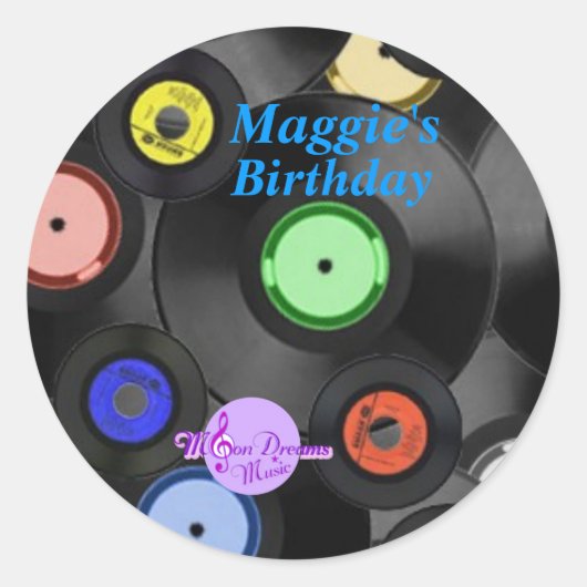 レトロレコード小さなクラシックラウンドステッカー ラウンドシール (正面)