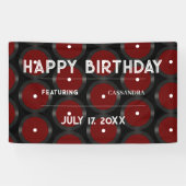 レトロレコード模様ハッピーバースデーパーティー 横断幕 (横)