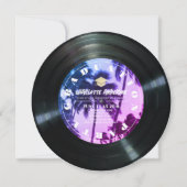 レトロレコード熱帯パームツリー卒業 招待状 (正面)