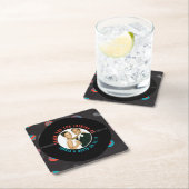 レトロレコード結婚式の引き出物写真ありがとう スクエアペーパーコースター (インサイチュ)