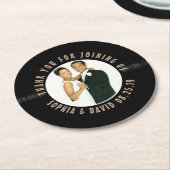 レトロレコード結婚式の引き出物写真ありがとう ラウンドペーパーコースター (アングル)