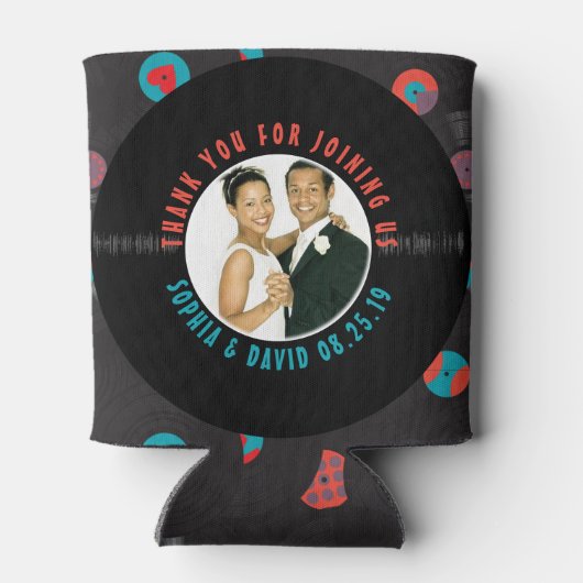 レトロレコード結婚式の引き出物写真ありがとう 缶クーラー (裏面)