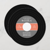 レトロレコード結婚式招待状 招待状 (正面/裏面)