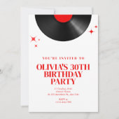 レトロレコード誕生日バッシュin赤 招待状 (正面)