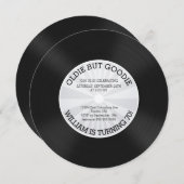 レトロレコード誕生日パーティーへの招待 招待状 (正面/裏面)