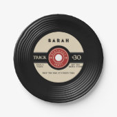 レトロレコード誕生日紙プレート ペーパープレート (正面)