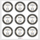 レトロレコード金ゴールドグリッターテーブル番号4x4 シール (シート)