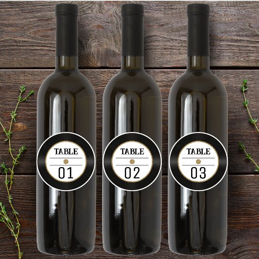 レトロレコード金ゴールドグリッターテーブル番号4x4 シール