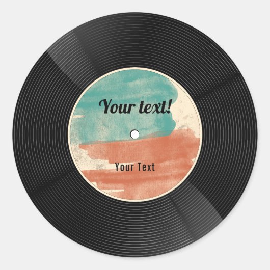 レトロレコード音楽アルバム ラウンドシール (正面)