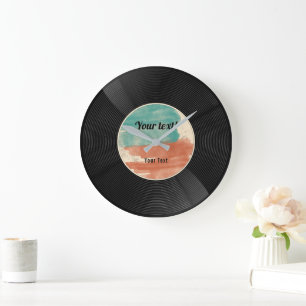 レトロレコード音楽アルバム ラージ壁時計