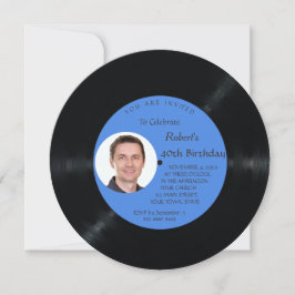 レトロレコード音楽マン40フォト誕生日 招待状