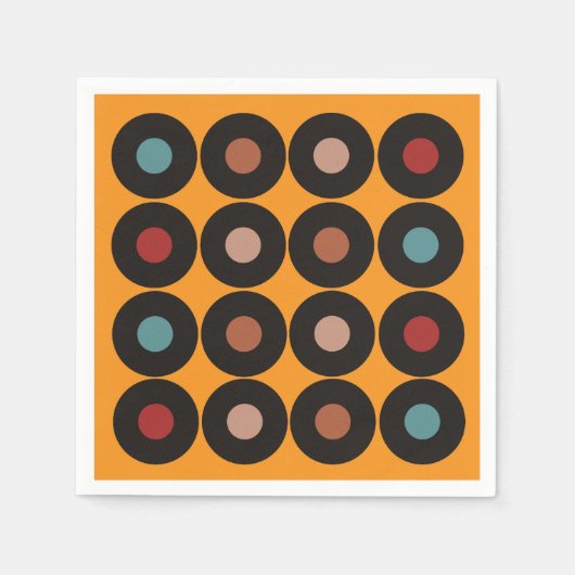 レトロレコード音楽誕生日パーティー スタンダードカクテルナプキン (正面)