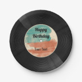 レトロレコード音楽誕生日パーティー ペーパープレート (正面)