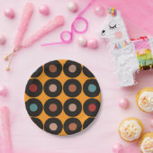 レトロレコード音楽誕生日パーティー ペーパープレート (パーティー)