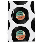 レトロレコード音楽誕生日パーティー ミディアムペーパーバッグ (正面)