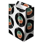 レトロレコード音楽誕生日パーティー ミディアムペーパーバッグ (裏面アングル)