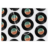 レトロレコード音楽誕生日パーティー ラージペーパーバッグ (裏面)