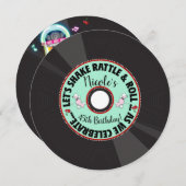 レトロレコード1950年代50年代の誕生日パーティー 招待状 (正面/裏面)