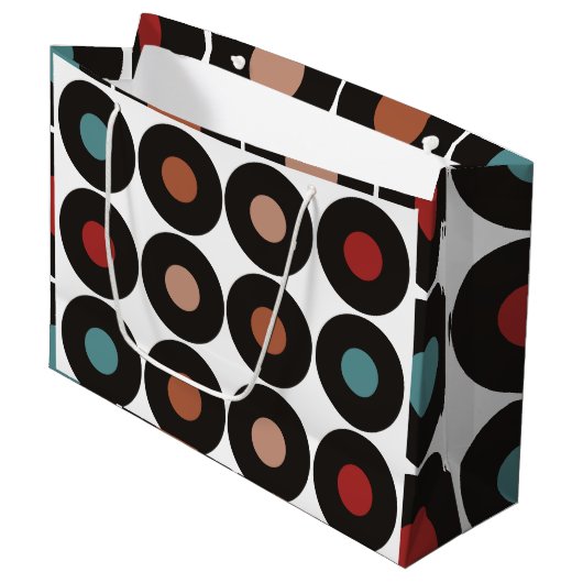 レトロレコード60s音楽バースデーパーティー ラージペーパーバッグ (正面アングル)