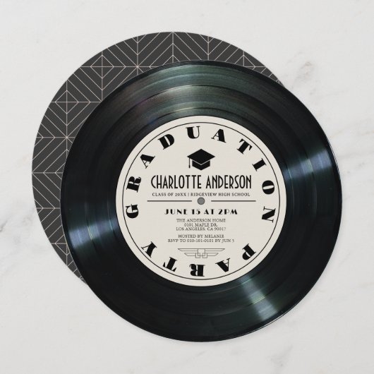 レトロレコード・タン卒業 招待状 (正面/裏面)