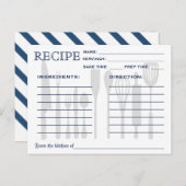 レトロレシピカードとキッチンツールストライプの ポストカード (正面/裏面)